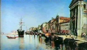Le Zattere A Venezia by Alessandro Milesi