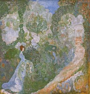 Young Woman In A Garden by Vasili Milioti