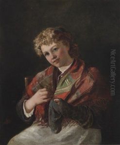 Darning A Sock by Sir John Everett Millais