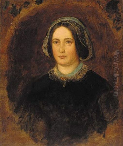 Portrait Of Mrs William Evamy, The Artist's Aunt In A Black Dress With A Lace Collar - view 1