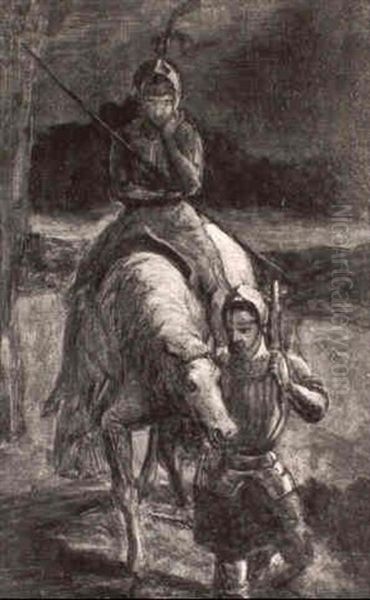 A Knight In Armour On Horseback - view 1