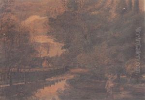 Fishing In Flooded Pool by William Henry Millais