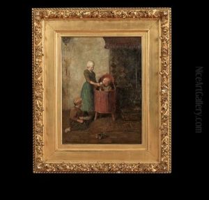 Woman With Children At Play by Addison Thomas Millar