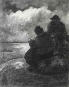 Shepherd With Flock Of Sheep by Addison Thomas Millar
