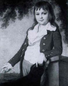 Portrait Of A Young Man With His Dog, Leaning Against A Stone Plinth Beneath A Tree