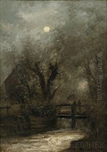 Old Mill In The Moonlight by Charles Henry Miller