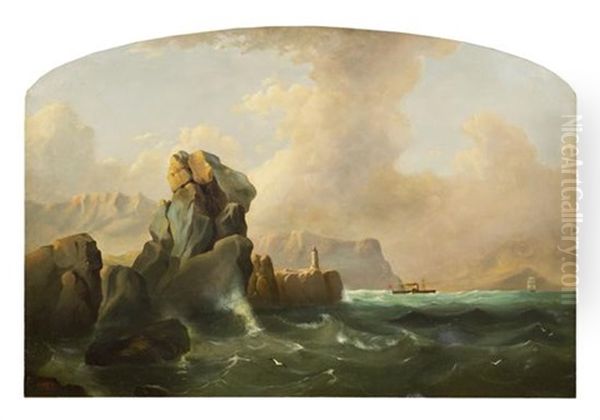 View Of Ships Off Rocky Coast - view 1