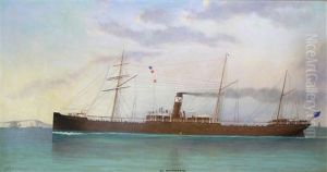 The Steam Ship S.s. Warrnambool Passing Dover Strait by Charles Keith Miller