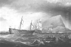 Hms "victory" Entering Gilbraltar After The Battle Of Trafalgar by Charles Keith Miller