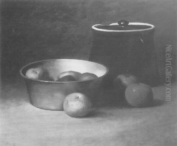 Still Life With Apples And A Brown Ceramic Jug - view 1