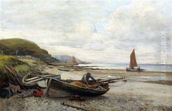 Fisherman On A Beach At Low Tide - view 1