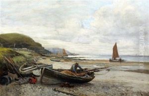 Fisherman On A Beach At Low Tide