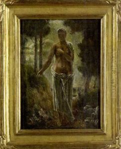 Woman In Classical Robes On A Woodland Path Woman In Classical Robes On A Woodland Path