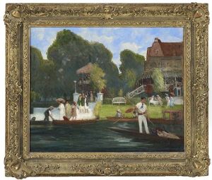 Poling On The River by Richard Edward Miller