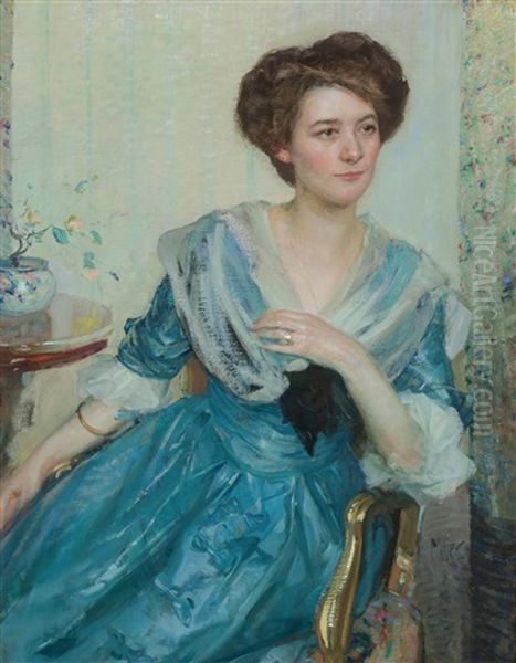 Portrait Of A Woman In Blue Dress," C. 1909 - view 1