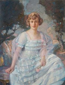 Portrait Of A Woman Seated In A Landscape by Richard Edward Miller