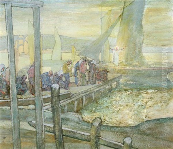 A Figure Appearing To People On The Dock - Possibly "the Saint's Departure" - view 1