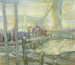 A Figure Appearing To People On The Dock - Possibly "the Saint's Departure" by Richard Edward Miller