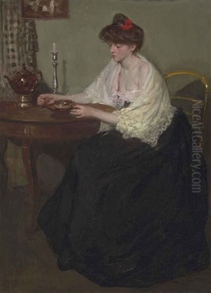 Woman Sitting At A Table - view 1