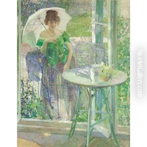 Mimi, Woman In A Green Dress by Richard Edward Miller