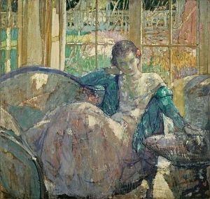 Young Woman Seated On Sofa (+ Seated Young Woman; Verso) by Richard Edward Miller