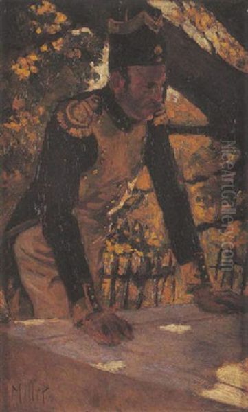 Militaire Appuye Sur Une Table - view 1