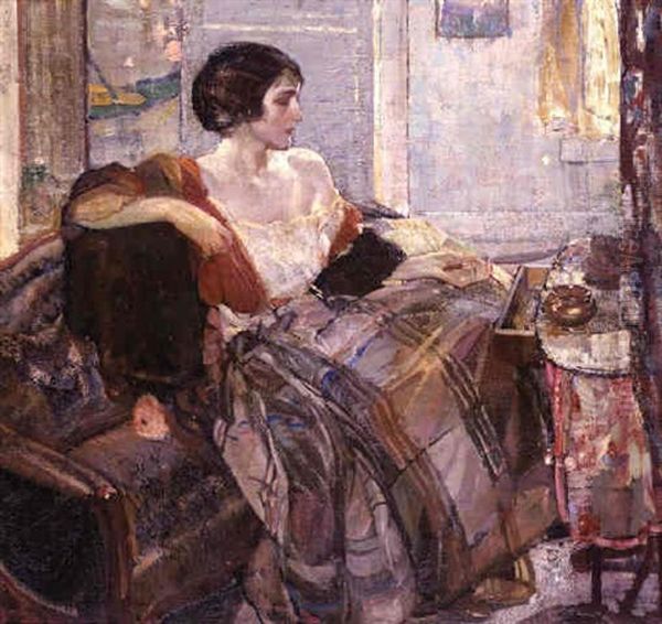 Woman Seated At Dressing Table - view 1