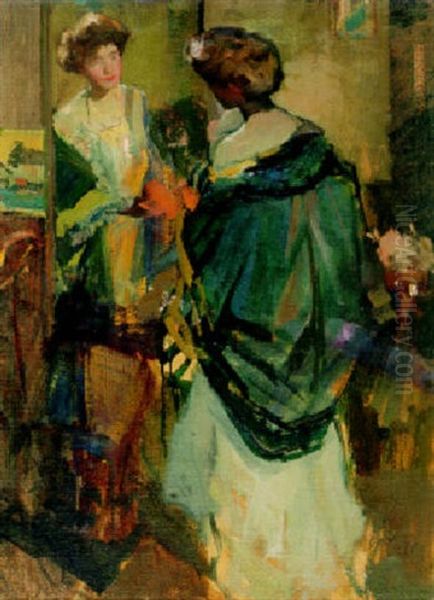 Woman Looking In A Mirror - view 1