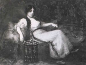 Full Length Of A Woman In An Exotic Moroccan Interior by Richard Edward Miller