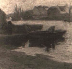 Moonlit Harbor by Richard Edward Miller