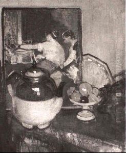 Still Life With Teapot And Fruit by Richard Edward Miller