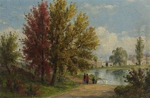 In Central Park (+ Sabbath Day Point, Lake George; Pair) by William Rickarby Miller