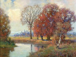 Fall Landscape With Distant Village