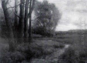 Fall Landscape With Babbling Brook by Royal Hill Milleson