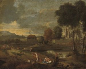 A Classical Landscape With Nymphs And Satyrs by Jean Francois (Francisque) Millet the Younger
