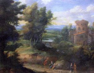 Paysage A L'architecture Et Aux Arbres by Jean Francois (Francisque) Millet the Younger