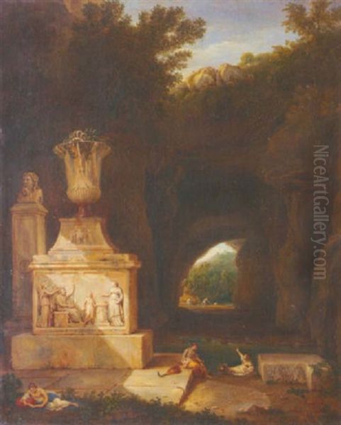 Personnages Dans Un Paysage Au Bas-relief - view 1