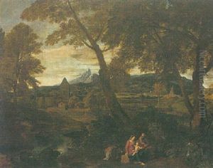 An Italianate Landsape With The Rest On The Flight Into Egypt by Jean Francois (Francisque) Millet the Younger