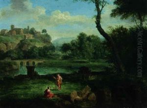 Figures In Classical Landscapes by Jean Francois (Francisque) Millet the Younger