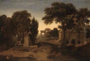Promeneurs Aux Abords D'une Ville Egyptienne by Jean Francois (Francisque) Millet the Younger