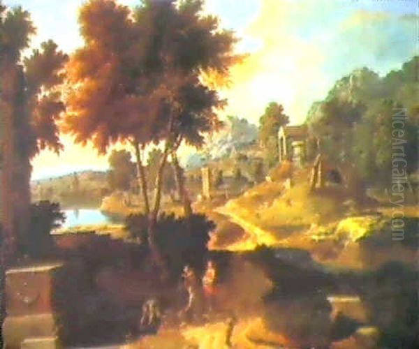 Classical Landscape With Figures Near Pool In The Foreground - view 1