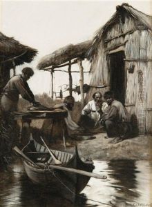 Fishermen Gathering by Francis Davis Millet