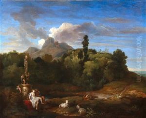 An Extensive Landscape With Acis And Galatea by Francisque Millet