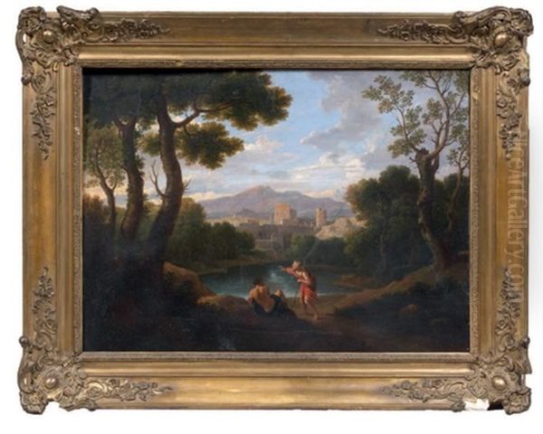 Paysage Au Lac Et A La Forteresse - view 1