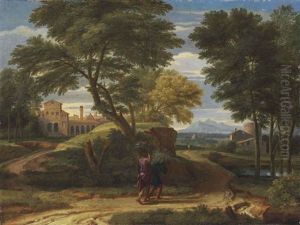 A Classical Landscape With Figures by Francisque Millet