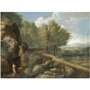 An Extensive Landscape, The Penitent Magdalene Praying In The Foreground