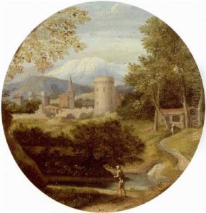 Paysage Classique De La Campagne Avec Un Pecheur