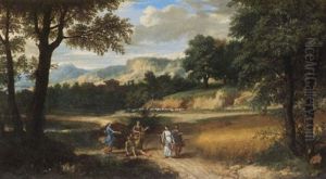An Arcadian Landscape With Harvesters by Francisque Millet
