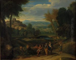 A Classical Landscape With The Flight Into Egypt by Francisque Millet