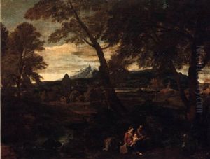 An Italianate Landscape With The Rest On The Flight Into Egypt by Francisque Millet